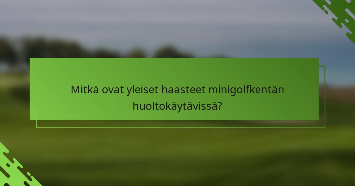 Mitkä ovat yleiset haasteet minigolfkentän huoltokäytävissä?